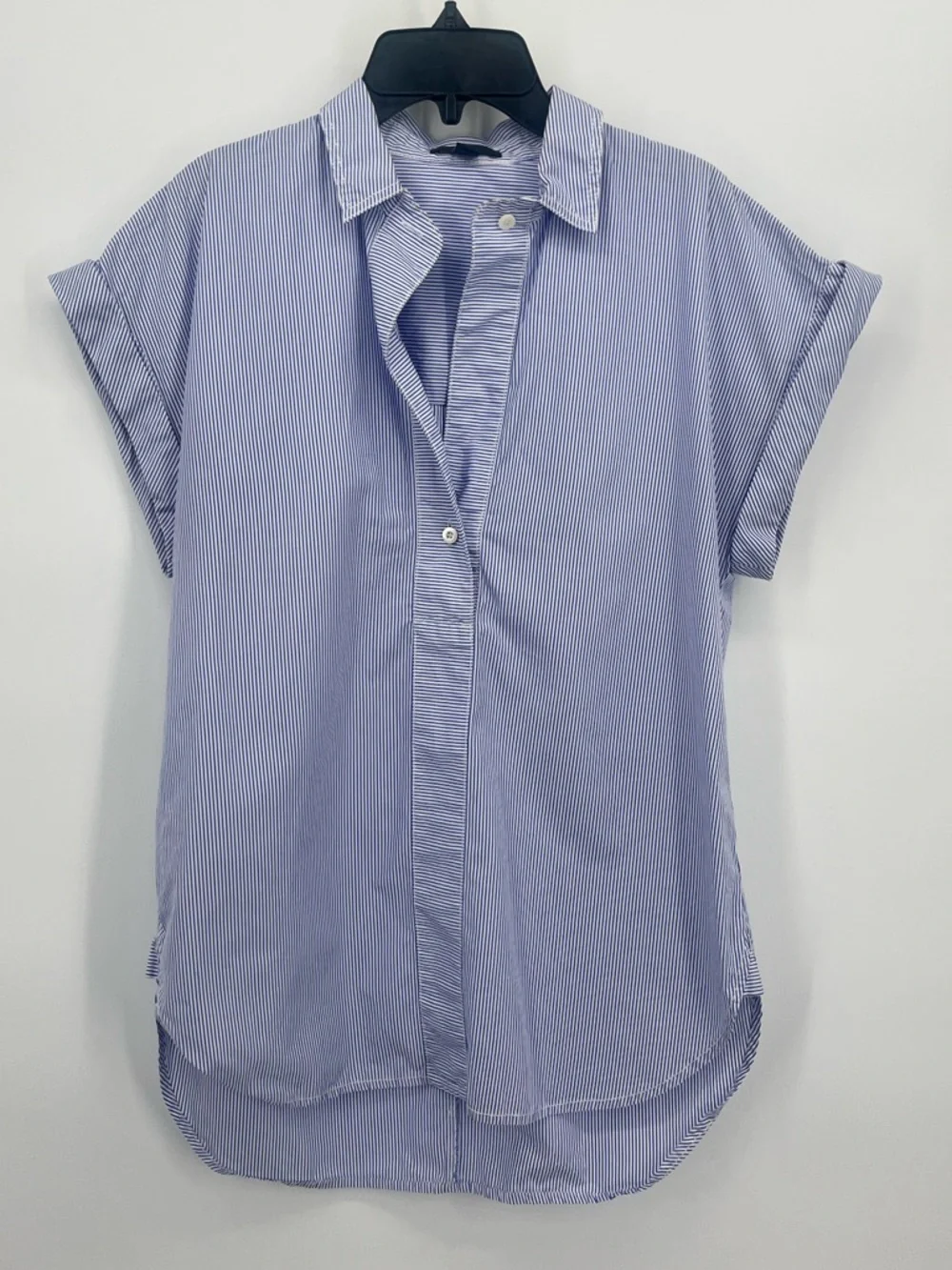 J.Crew tunic style blue and white top. Back is longer than front. Size 6. - Picture 1 of 3